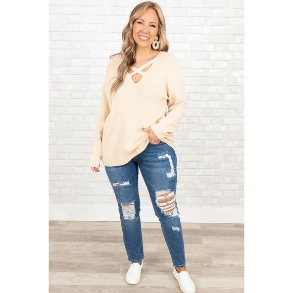 Azura Exchange  Blue Plus Size Distressed Ripped Skinny Jeans - Picture 4 of 7